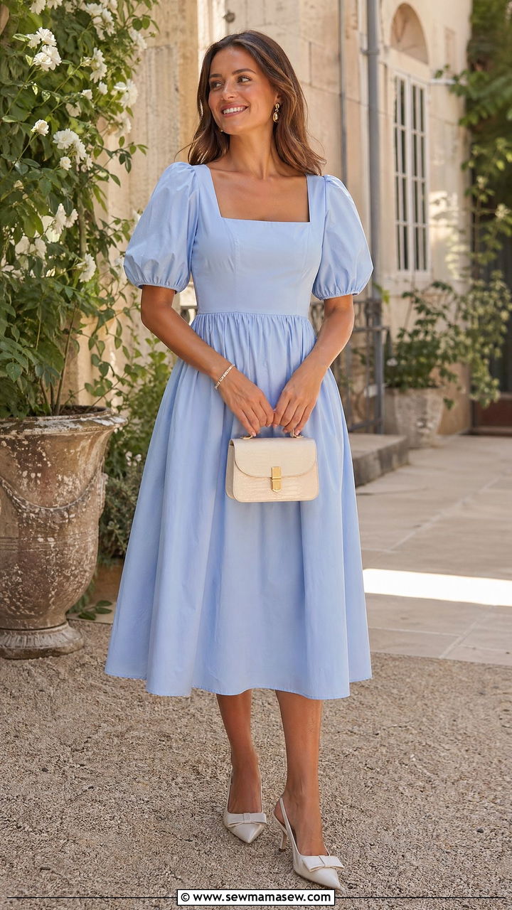 Square neck dress for wedding guest - 35 Wedding guest dress ideas