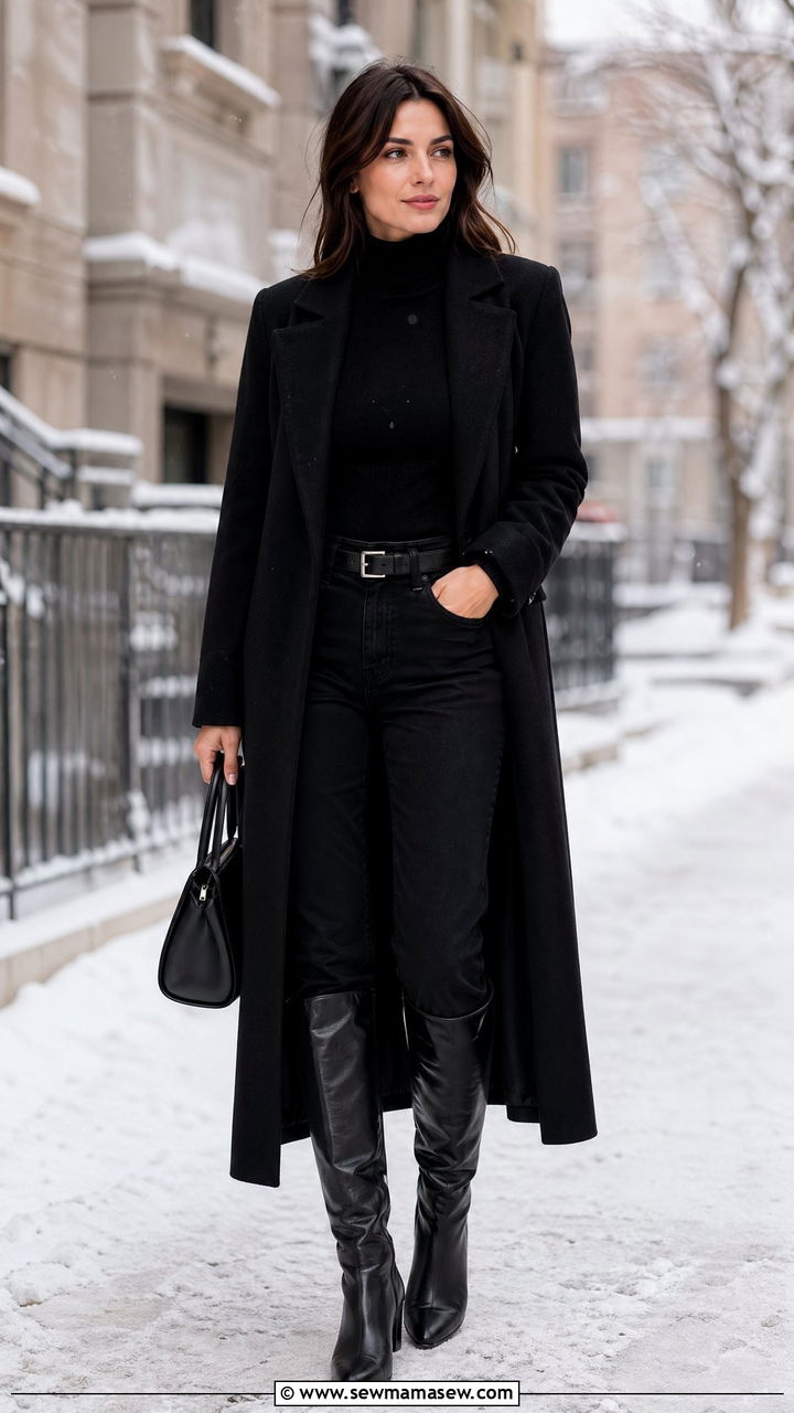 Straight Leg Jeans with Turtleneck and Knee High Boots - 35 straight leg jeans outfit ideas