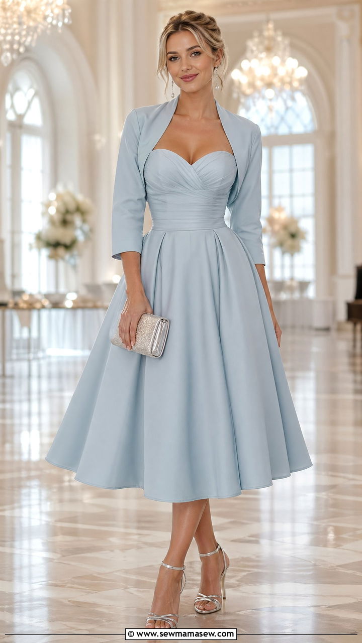 Strapless Dress with Matching Bolero - 35 Vintage 50s outfit ideas