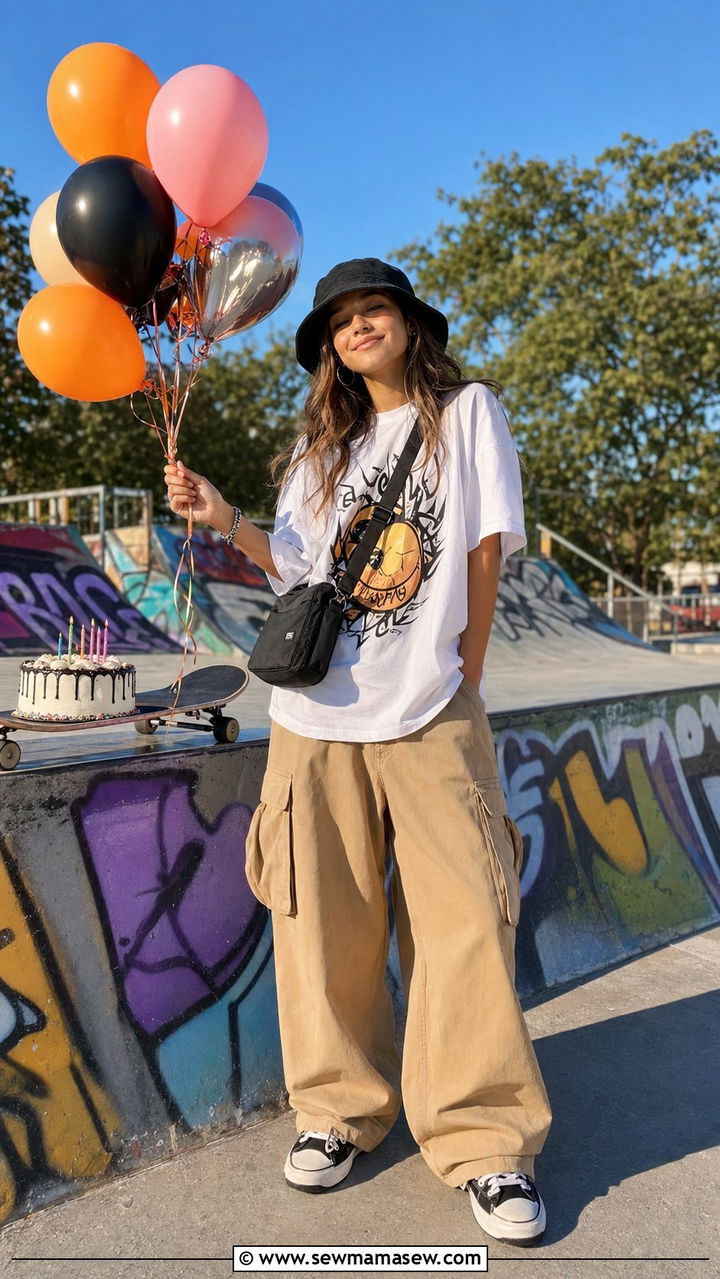 Streetwear Look Graphic Tee Cargo Pants Bucket Hat - 30 Birthday party outfits for teens