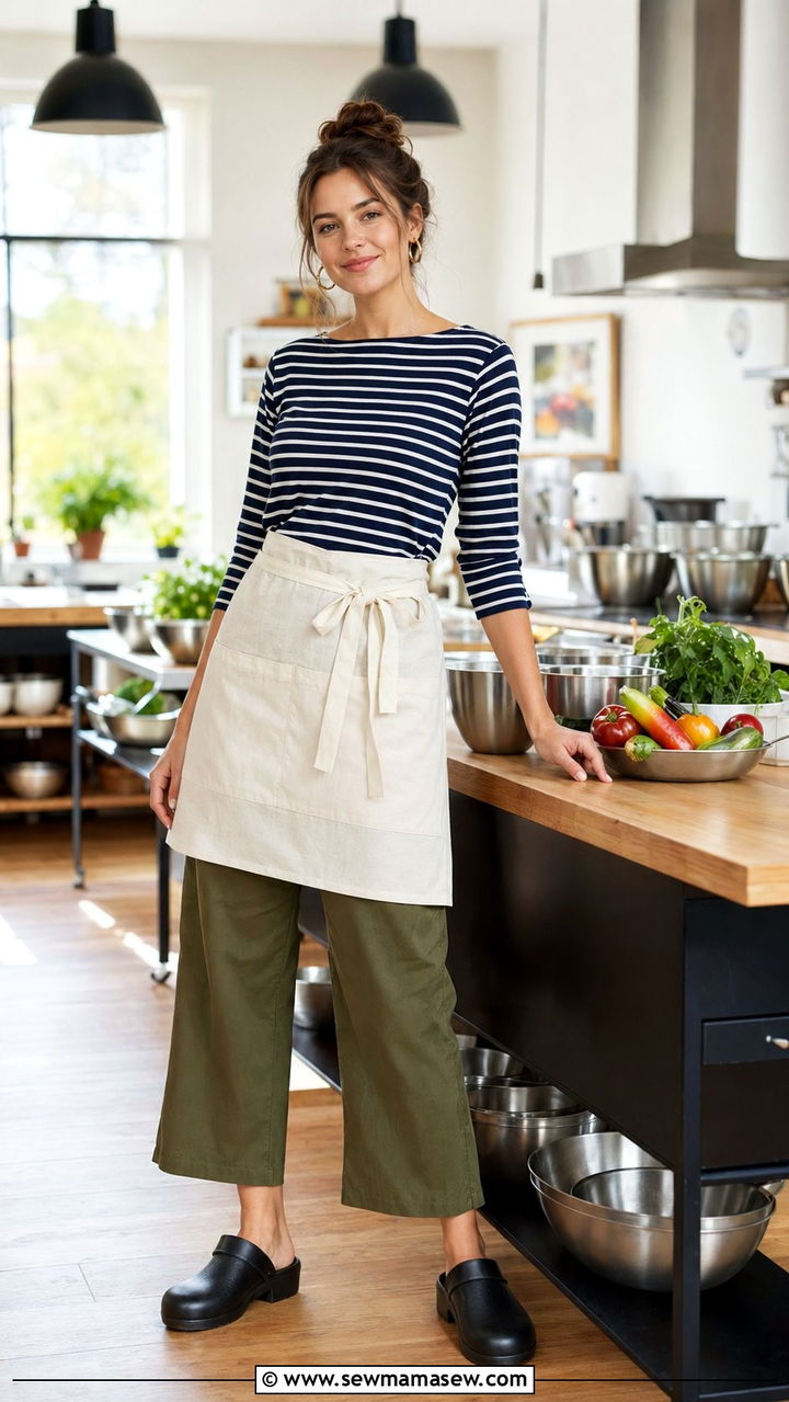 Striped Boatneck Top and Cropped Wide Leg Pants for Cooking Class - 30 Workshop outfit ideas