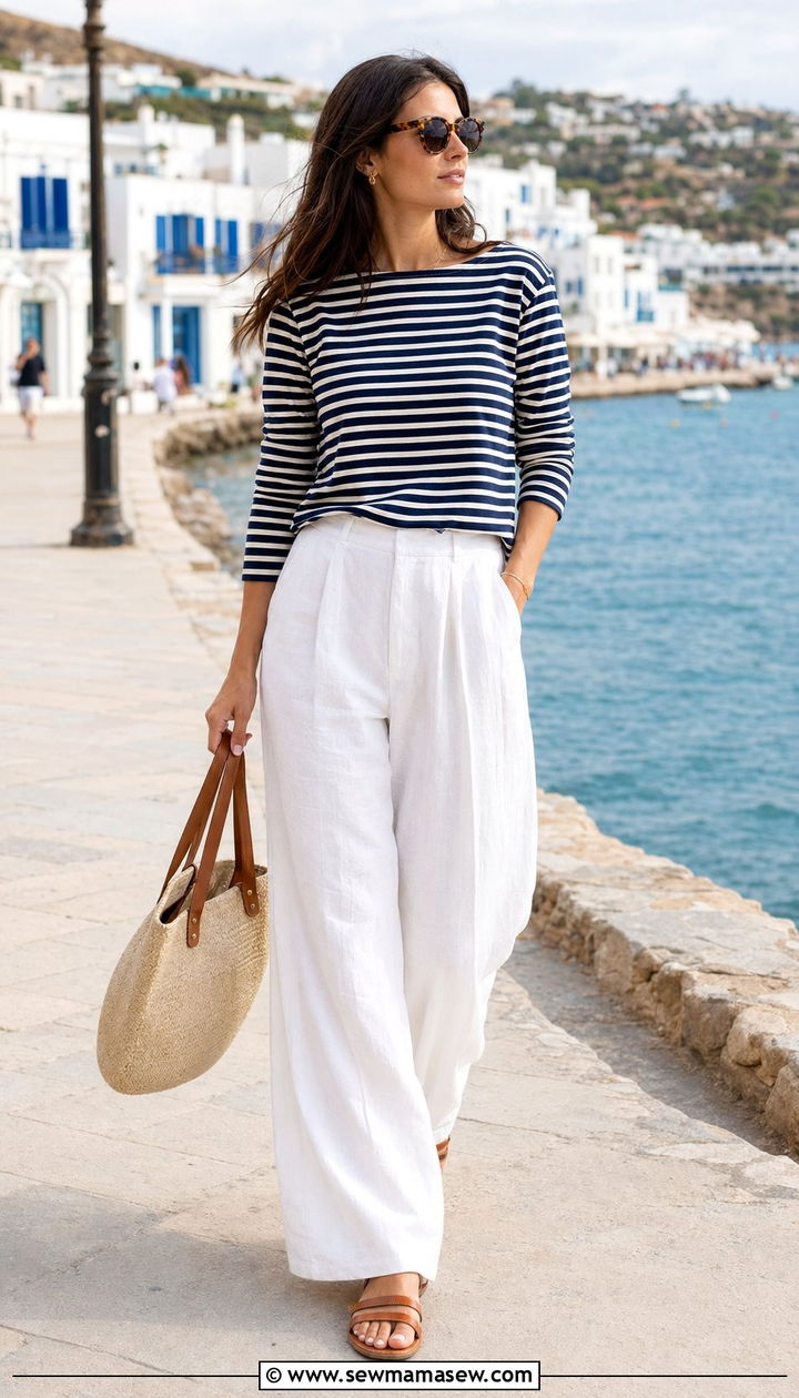 Striped Breton Shirt Outfit - 35 Old money wardrobe essentials