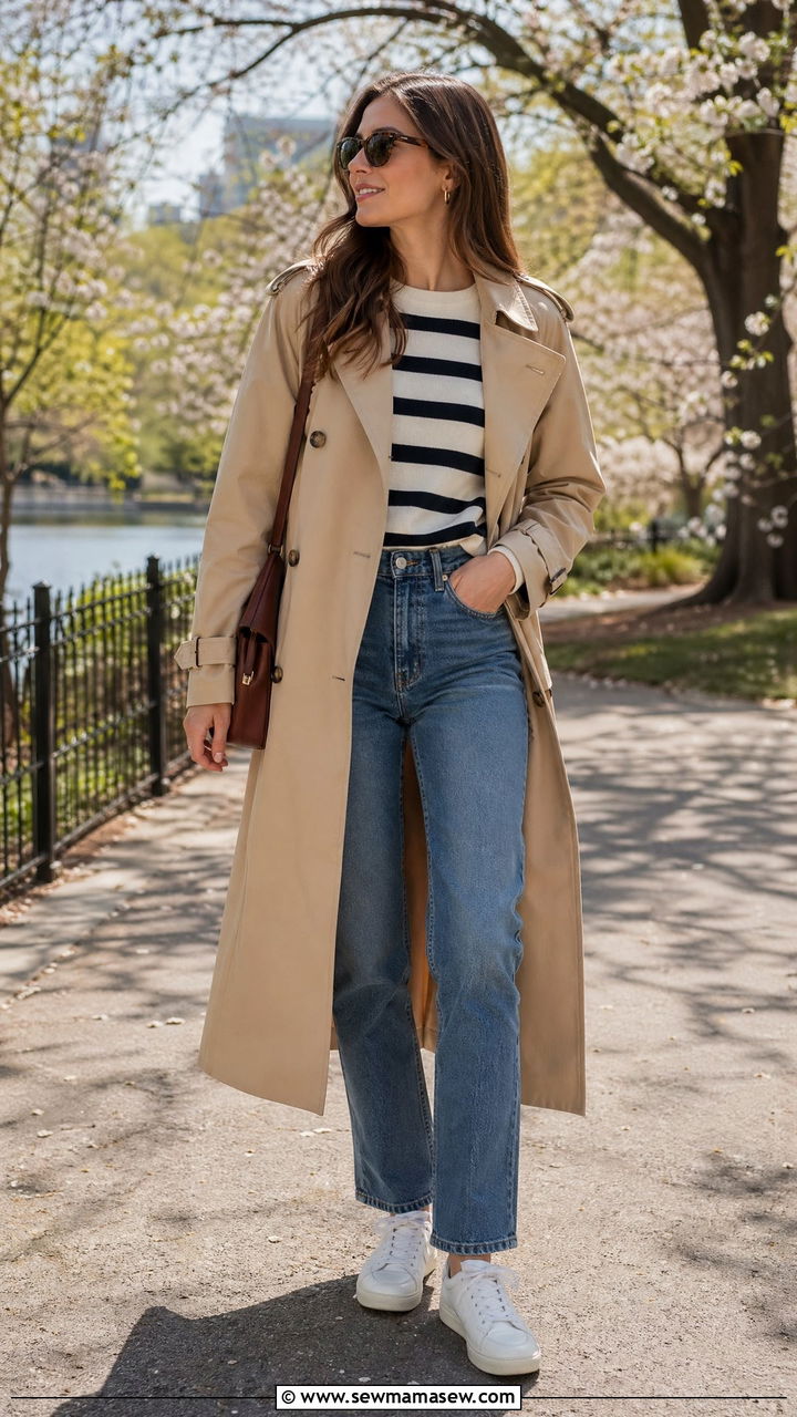 Striped Knit and Straight Leg Jeans - 35 straight leg jeans outfit ideas for women