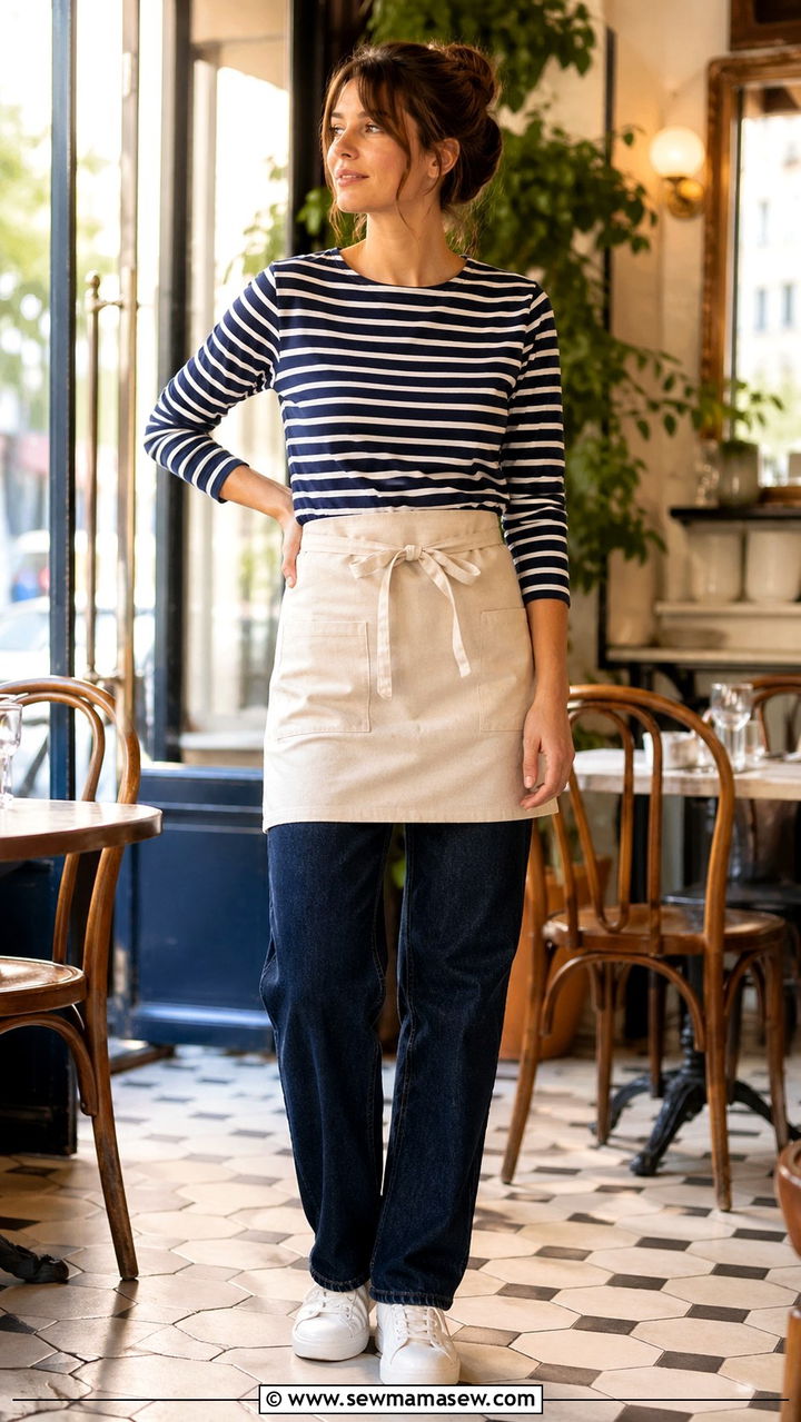 Striped Shirt And Dark Jeans Server Look - 30 Server outfit ideas