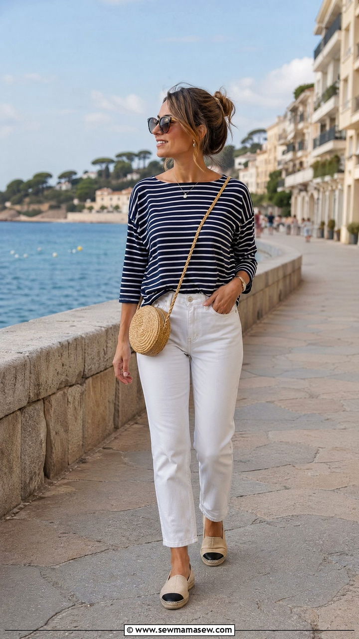 Striped Top with White Jeans - 35 cute casual outfits