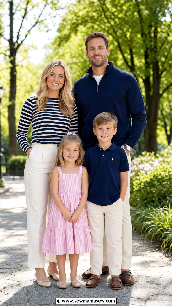 Striped and Solid Spring Family Picture Clothing - 30 What to wear for spring family photos