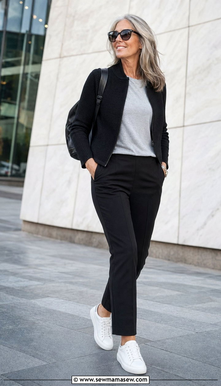 Structured Jacket And PullOn Pants Aging Gracefully Outfit - 30 Aging gracefully outfit ideas