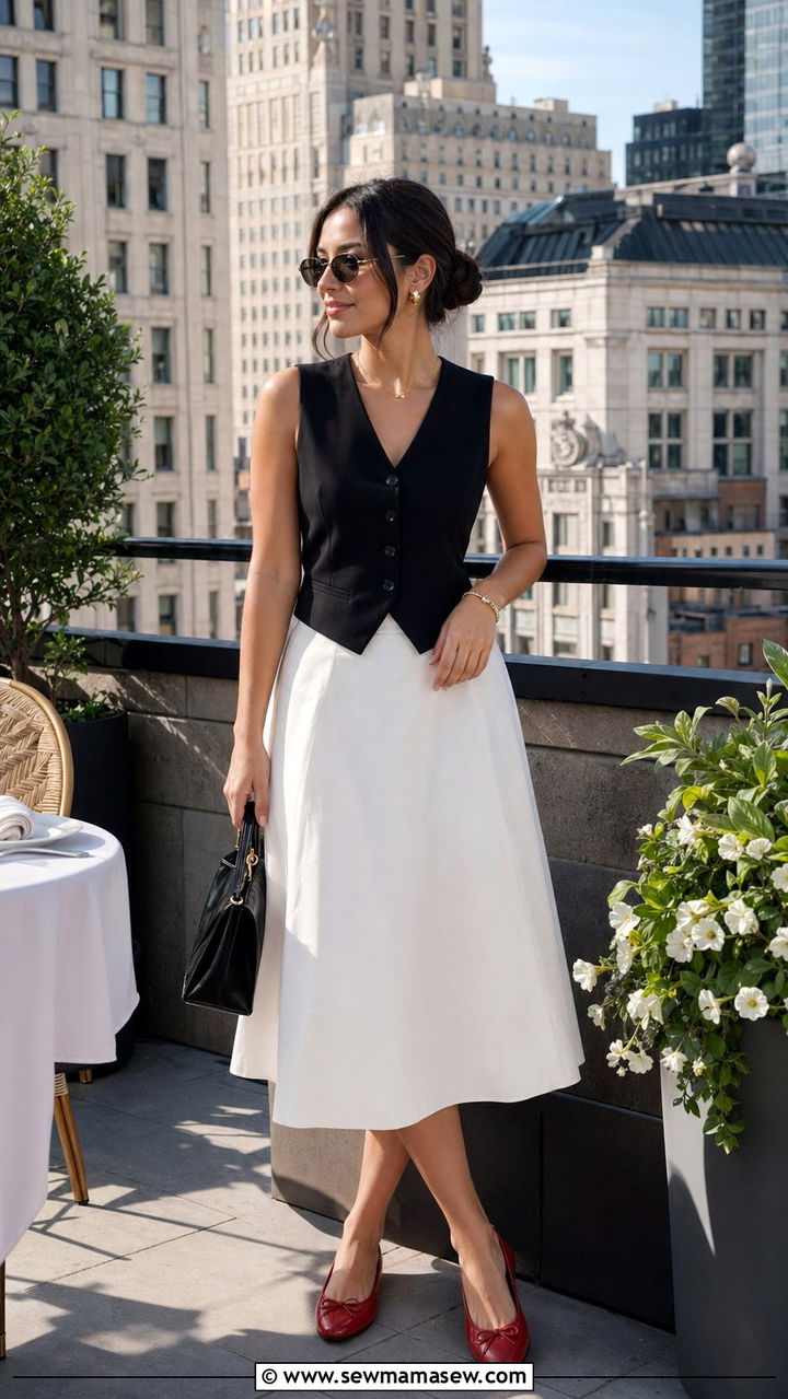 Structured Vest and A Line Skirt Brunch Outfit - 35 Old money outfit ideas for brunch