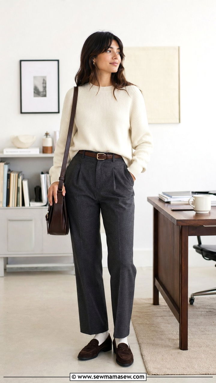 Suede Loafers with Ankle Socks and Tailored Trousers - 35 Old money spring outfits