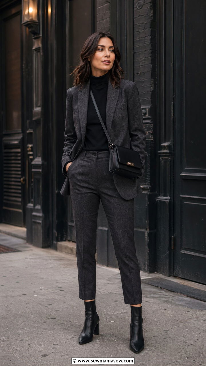 Suit with ankle boots outfit - 35 Women's suit outfit ideas