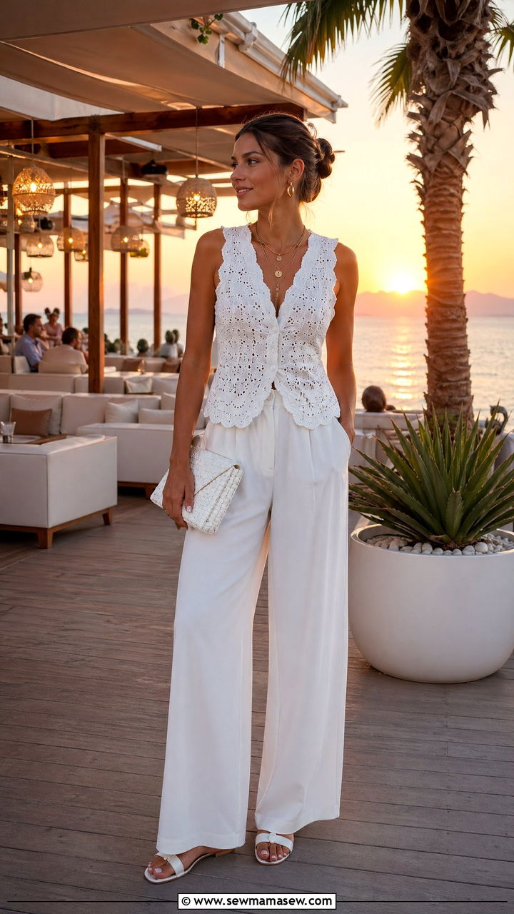 Summer Dinner Outfit with an All White Ensemble - 35 summer dinner outfit ideas