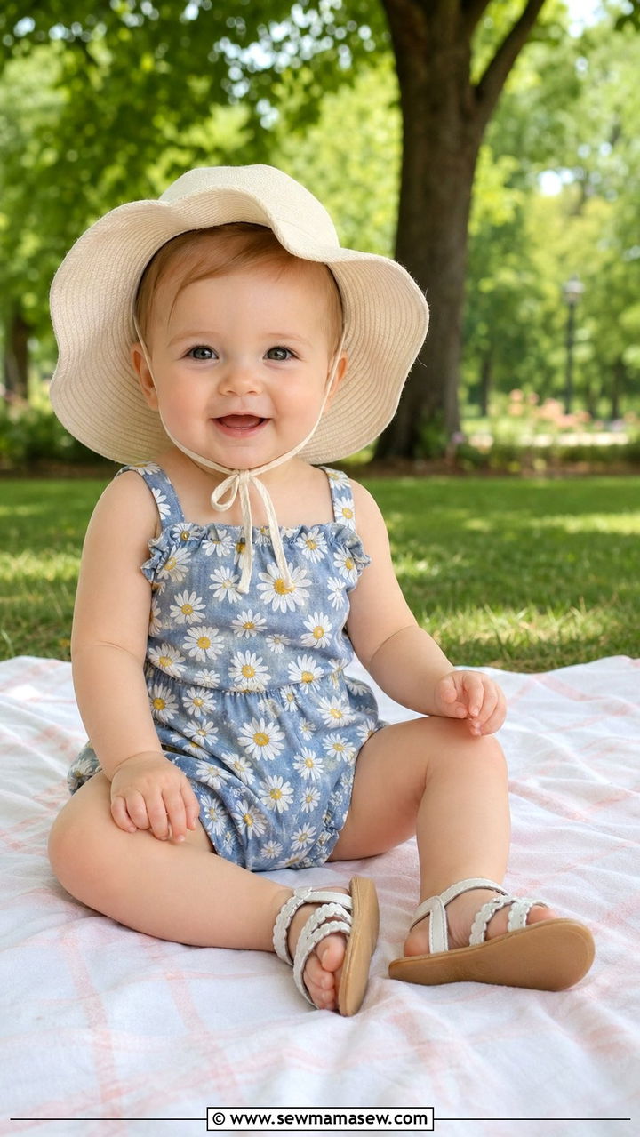 Summer Romper With Sun Hat Outfit - 30 Baby girl outfit ideas