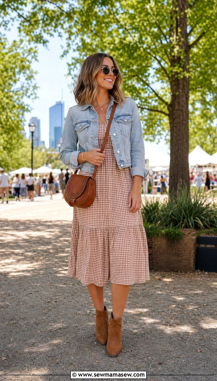 Sundress With Denim Jacket And Ankle Boots Outfit Nashville - 35 Nashville outfit ideas