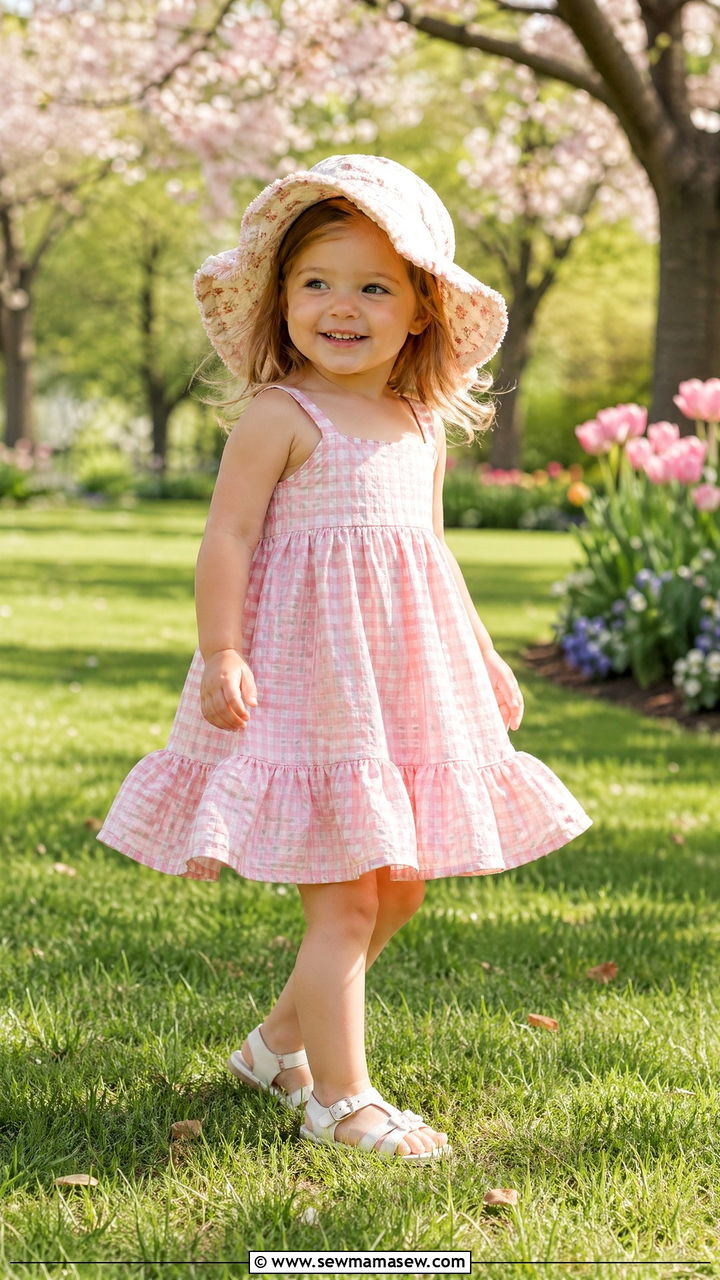 Sundress with White Sandals and Floppy Hat - 35 Spring outfits for toddlers