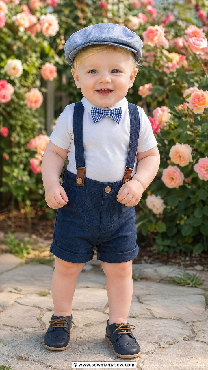 Suspenders Shorts and Bow Tie Outfit - 35 Spring outfits for kids