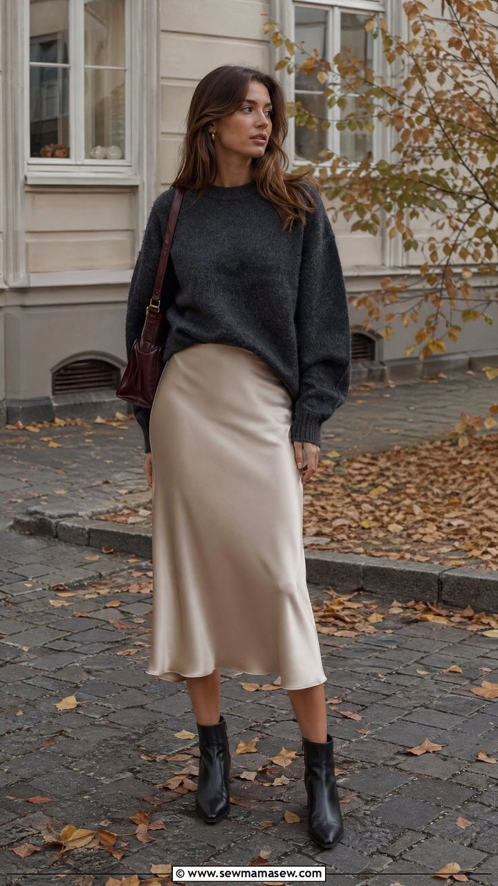 Sweater And Midi Skirt Copenhagen Outfit - 35 Copenhagen outfits ideas