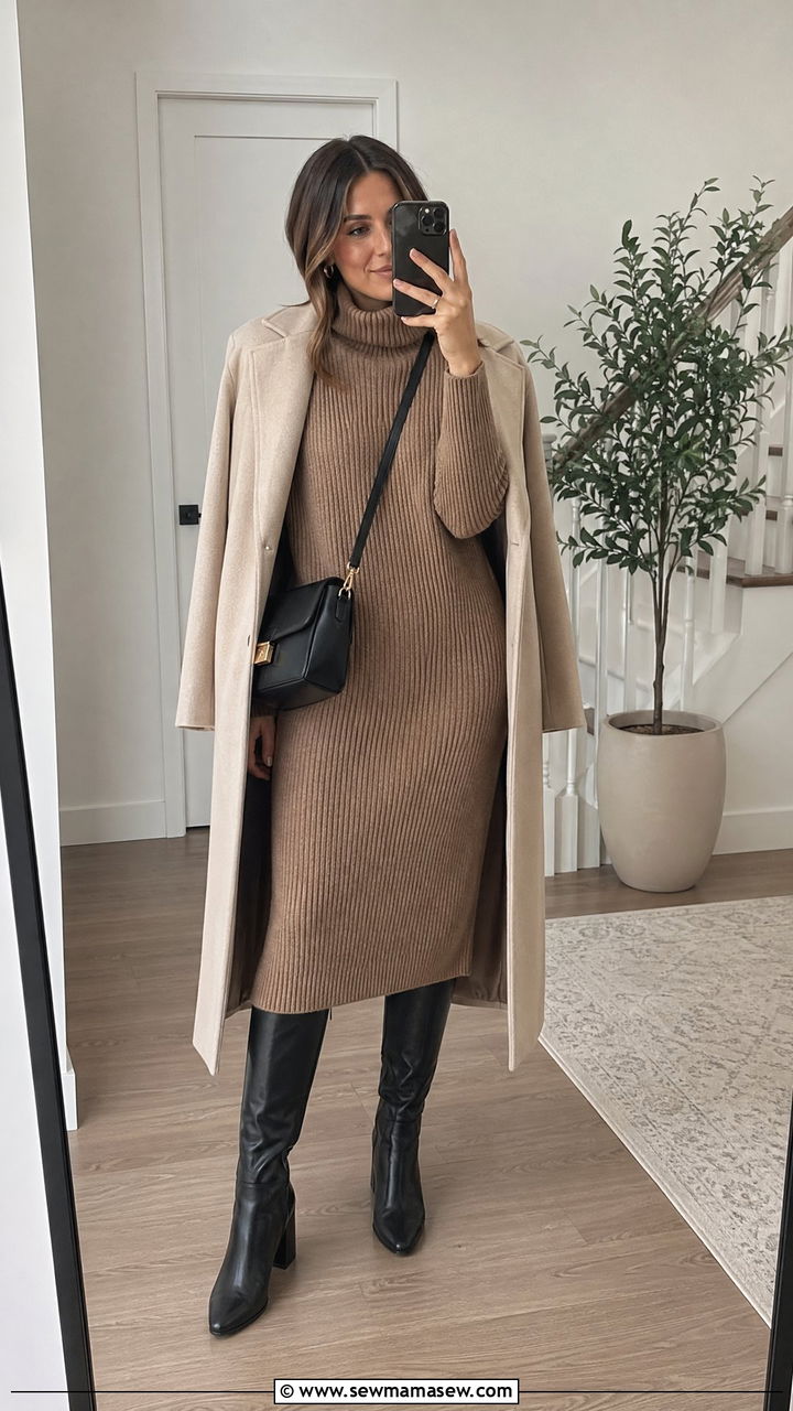 Sweater Dress With Knee High Boots Outfit - 35 classy casual outfits