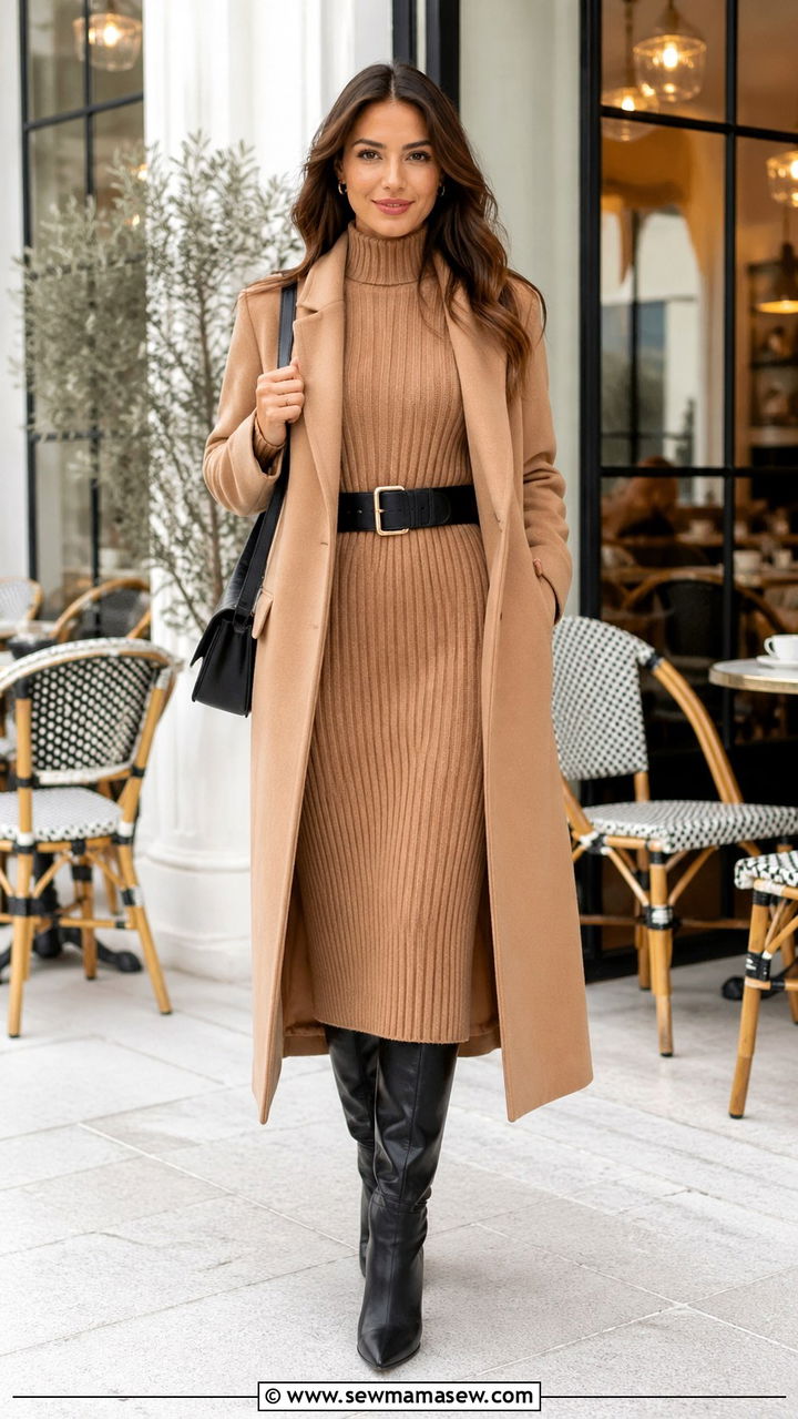 Sweater Dress and Knee High Boots School Outfit - 30 school outfits aesthetic