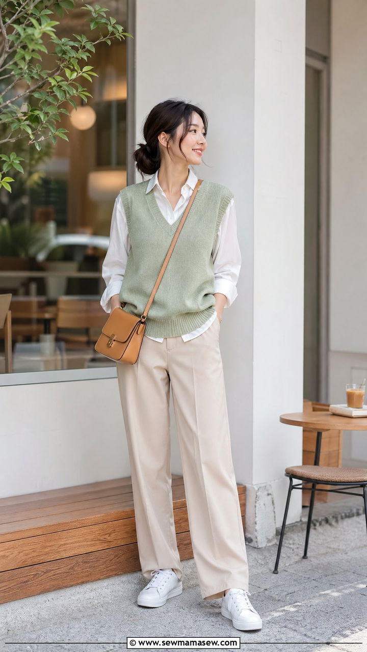 Sweater Vest And Straight Trousers Outfit Spring Japan - 35 Spring Japan outfit ideas