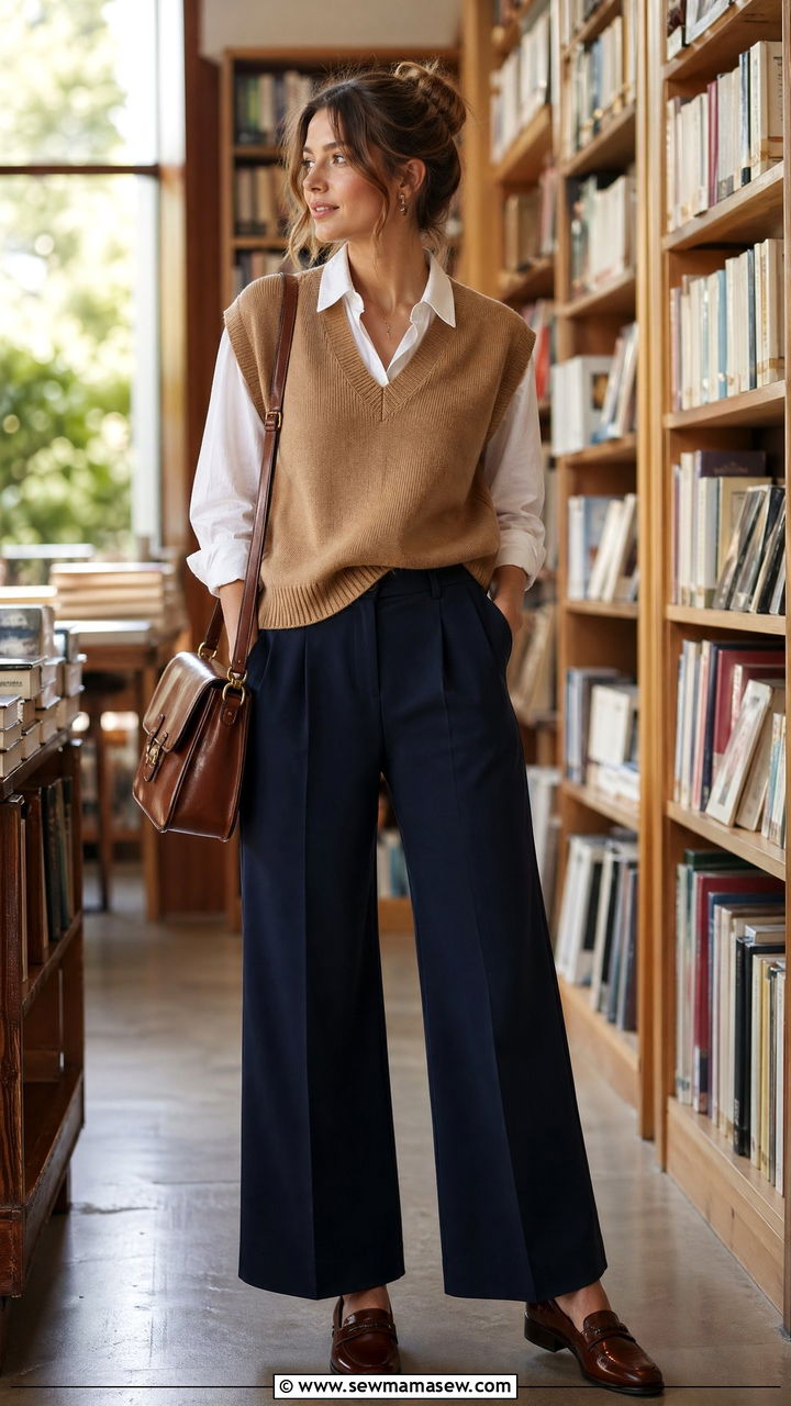 Sweater Vest And Wide Leg Pants - 35 casual wide leg pants outfits