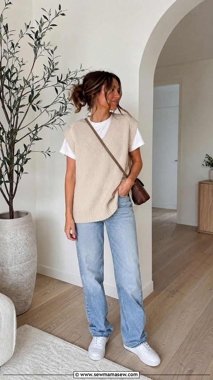 Sweater Vest Layered Over A T Shirt - 35 Sweater vest outfit ideas