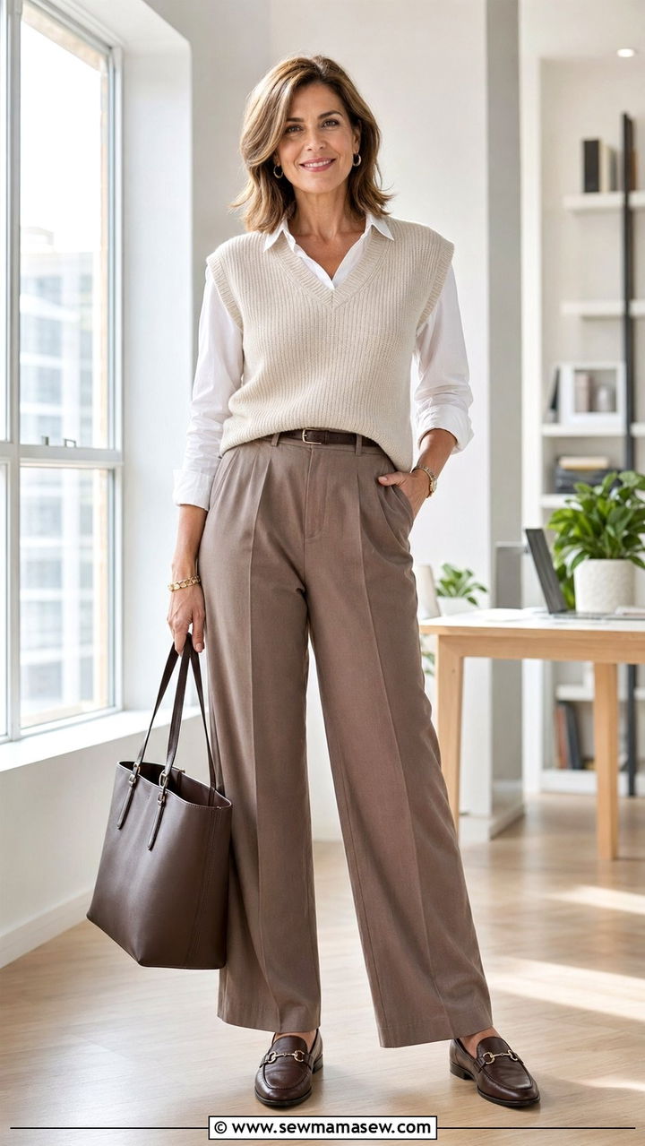 Sweater Vest Outfit for Women Over 40 - 30 Aesthetic outfit ideas for women over 40