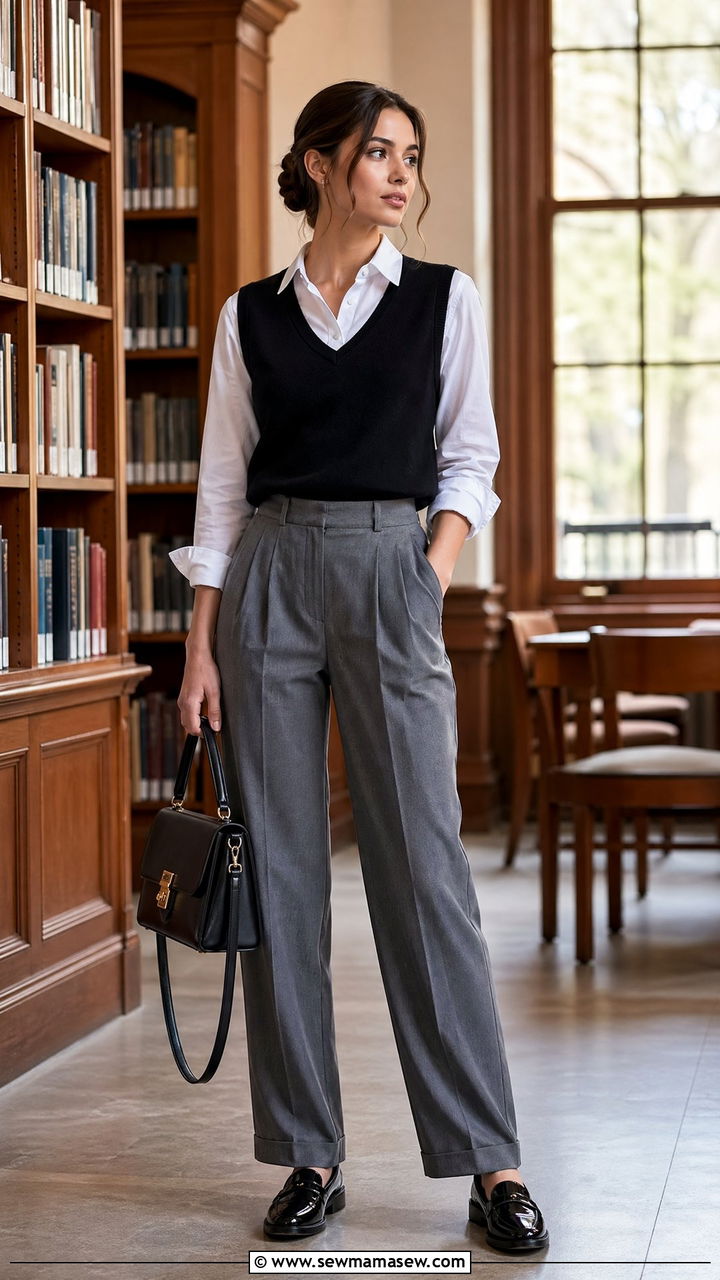 Sweater Vest Over Button Down Spring Preppy Outfit - 35 spring preppy outfit ideas