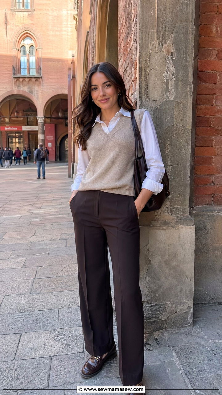 Sweater Vest Over Collared Shirt Italy Spring Outfit - 35 Spring Italy outfit ideas