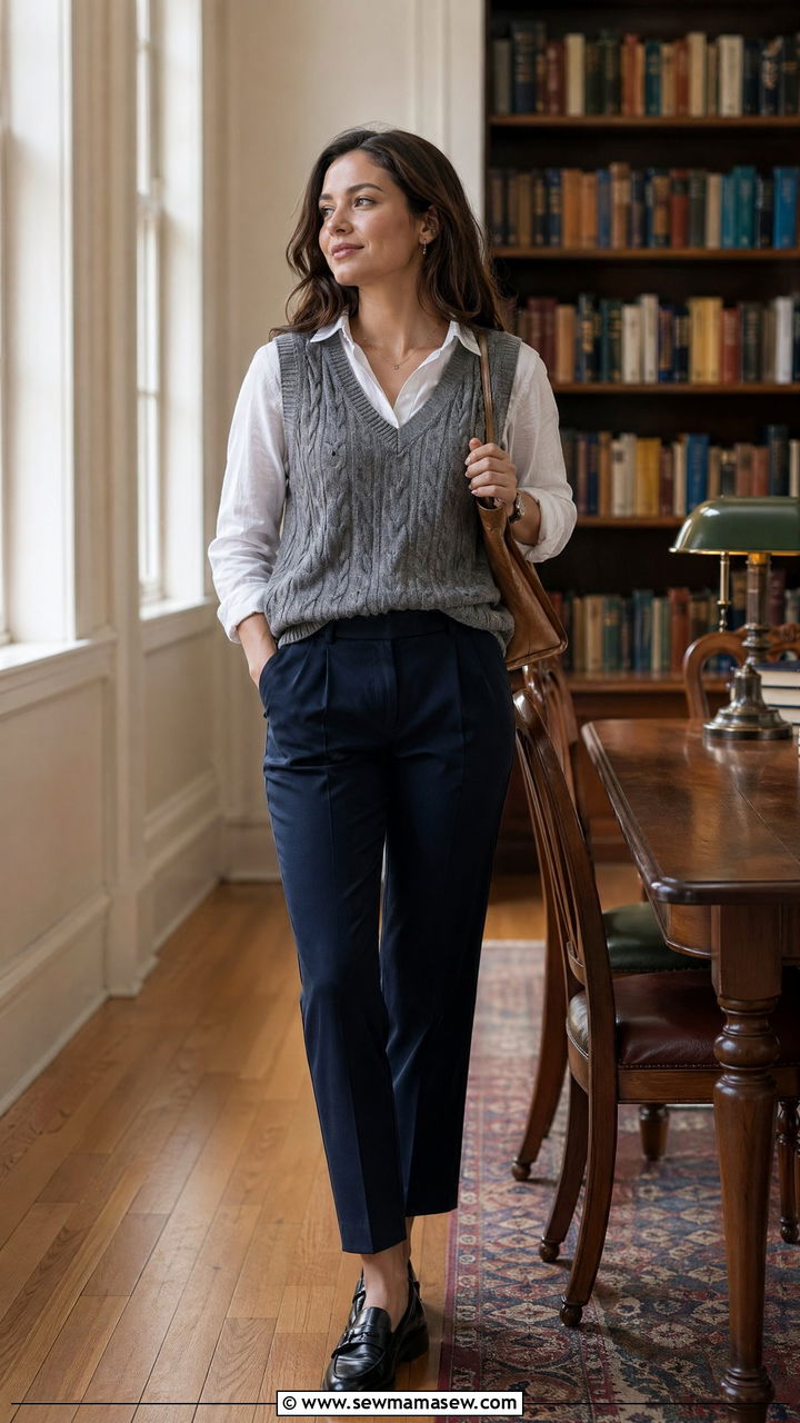 Sweater Vest over Button Down with Trousers - 35 classy outfits