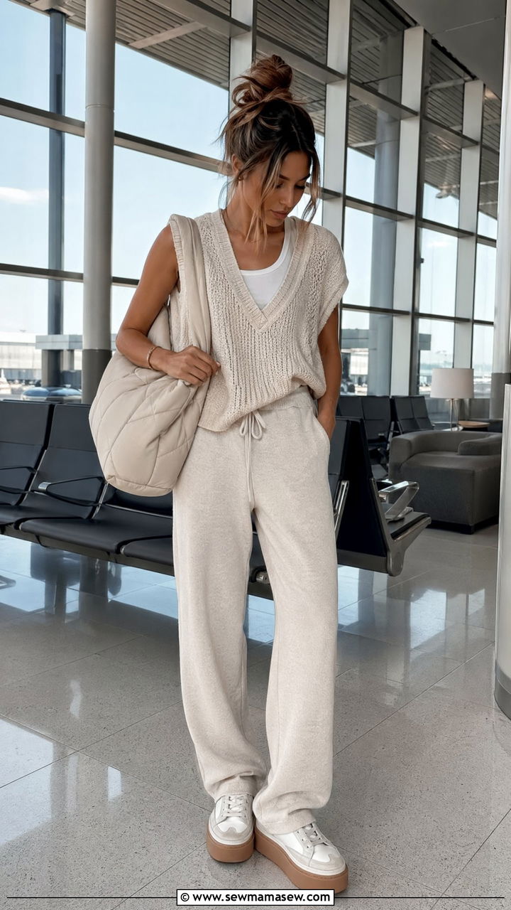 Sweater Vest with Joggers - 35 casual sweater vest outfits