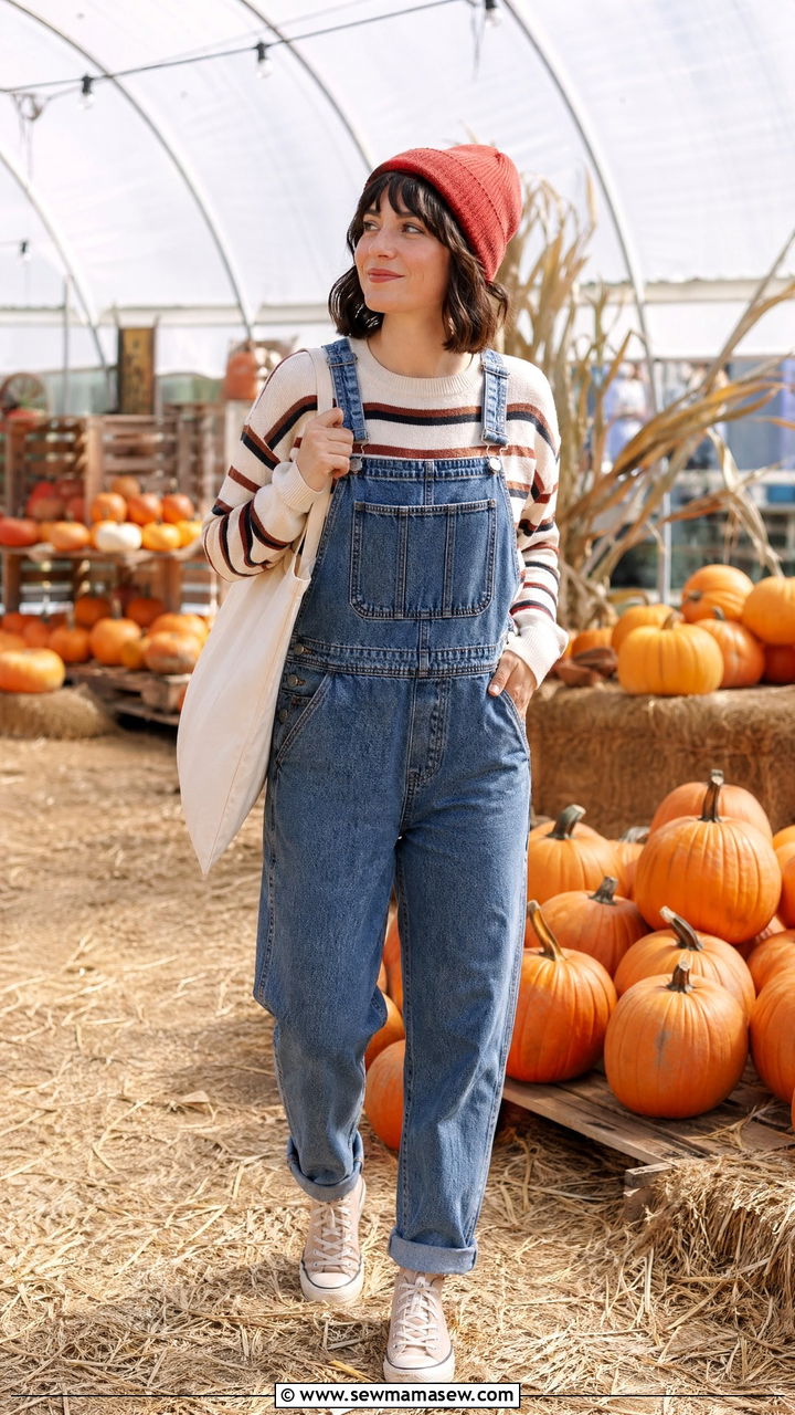 Sweater layered over denim overalls - 35 Sweater weather outfit ideas