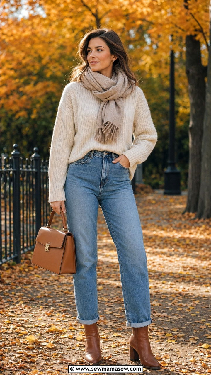 Sweater with Mom Jeans Outfit - 35 Mom jeans outfit ideas
