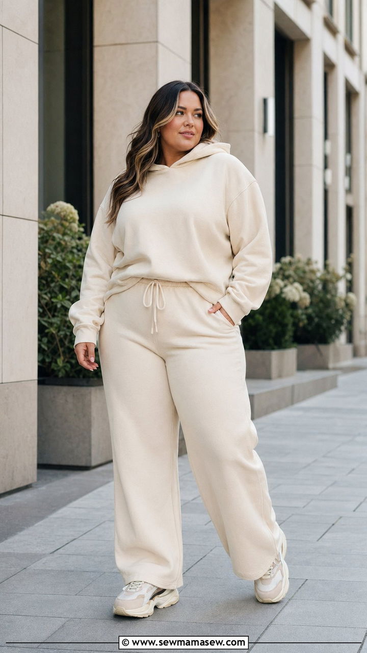 Sweatsuit Set with Wide Leg Joggers - 35 Plus size workout outfits