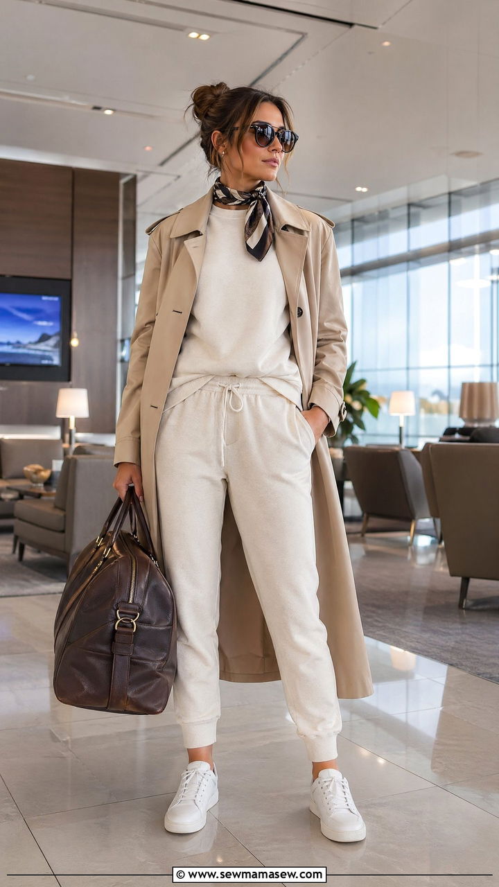 Sweatsuit set for long flights - 35 summer travel outfit ideas