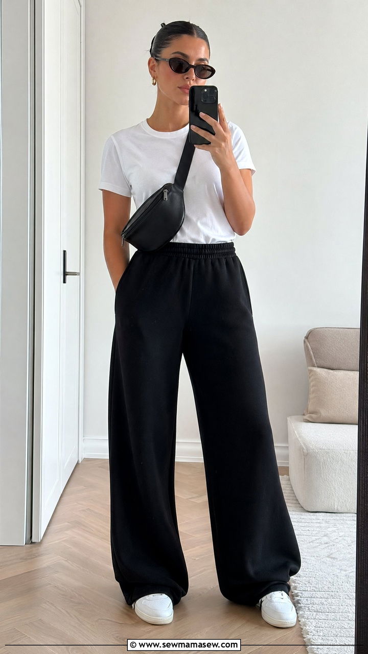T Shirt And Wide Leg Sweatpants Outfit - 35 casual wide leg pants outfits