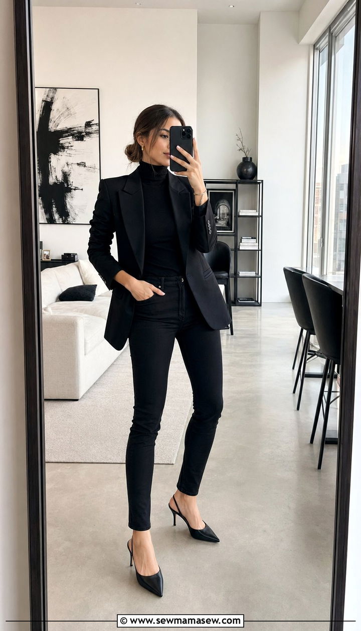 Tailored Black Blazer with Slim Fit Jeans Outfit - 30 Best blazers for petite women