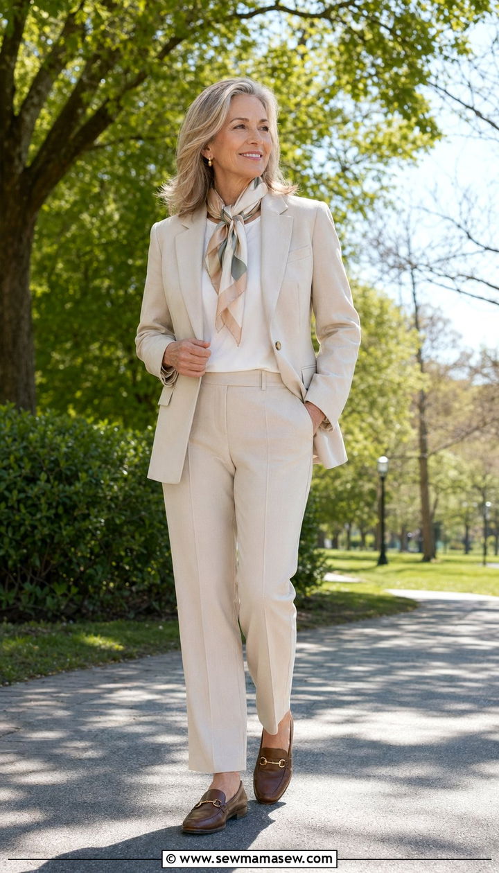 Tailored Blazer With Relaxed Trousers And Loafers - 35 Graduation outfits for women over 50