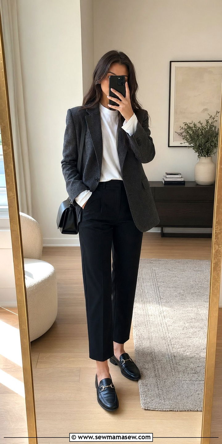 Tailored Blazer and Cropped Trousers - 30 40 degree weather outfits