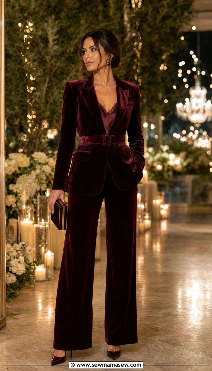 Tailored Blazer and Wide Leg Trousers Set for Rectangle Body - 30 wedding guest outfits for rectangle body shape