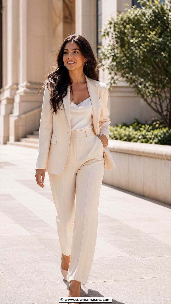 Tailored Pantsuit With Pointed Toe Heels - 35 classy graduation outfits