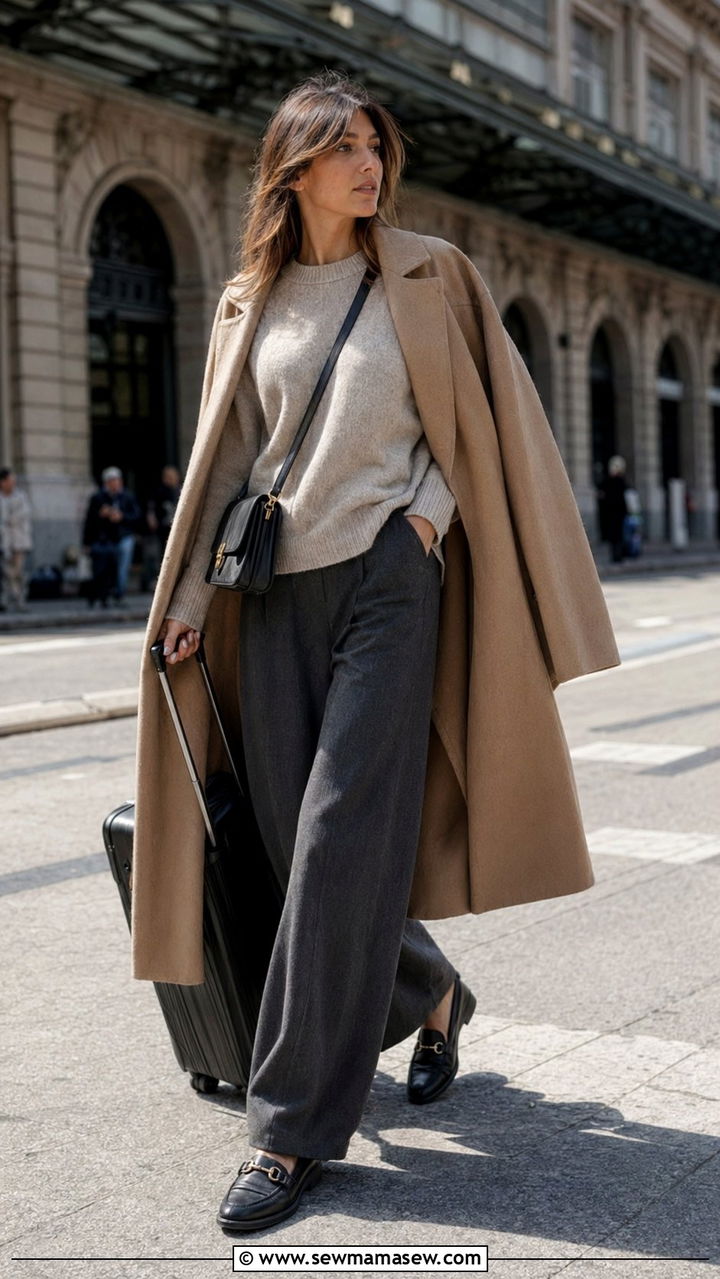 Tailored Trousers With Oversized Knit - 35 Quiet luxury travel outfits