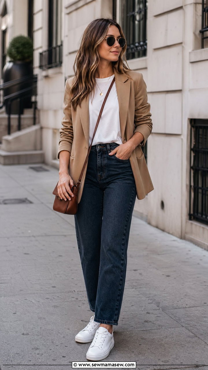 Tan Blazer With Jeans - 35 Tan outfit ideas