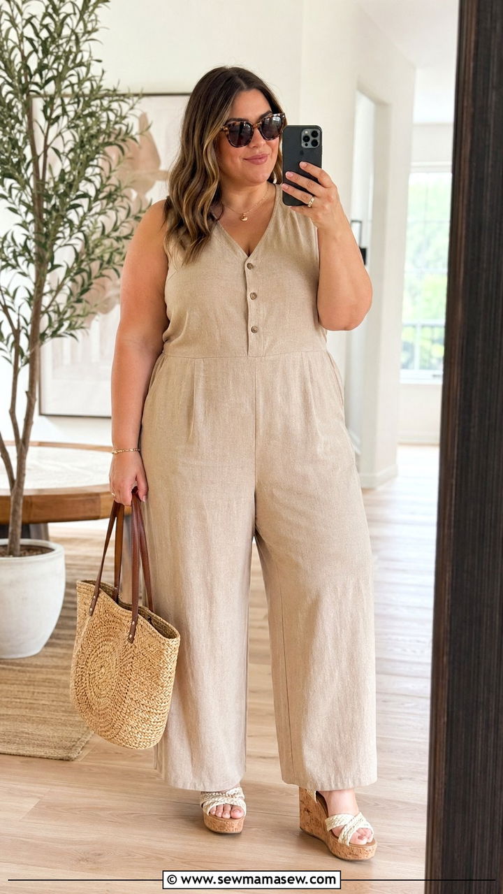 Tan Linen Jumpsuit Plus Size Summer - 35 Plus size outfit ideas size 22 summer