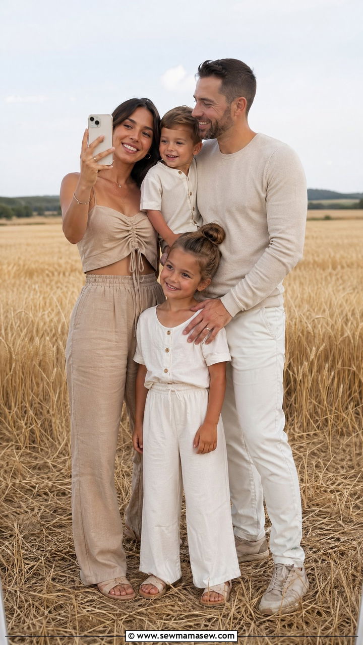 Tan and Cream Tonal Summer Family Photo Outfits - 35 Summer family photo outfits