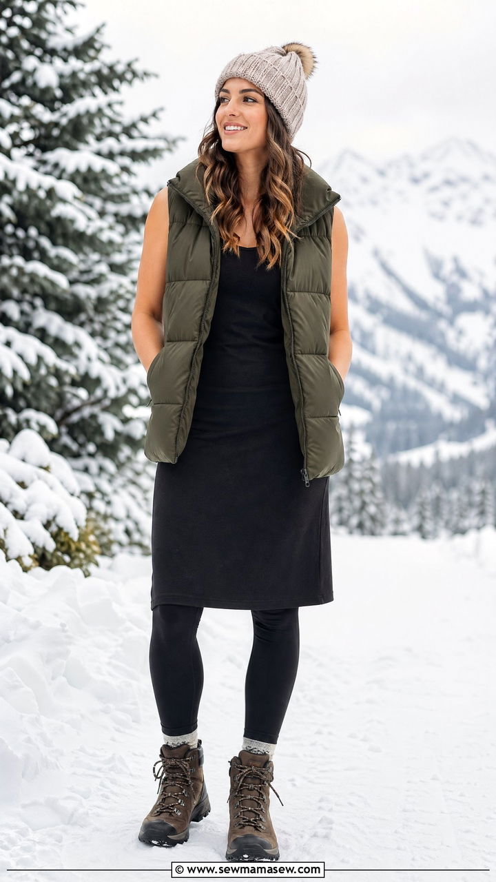 Tank Dress With Puffer Vest - 35 tank dress outfits ideas