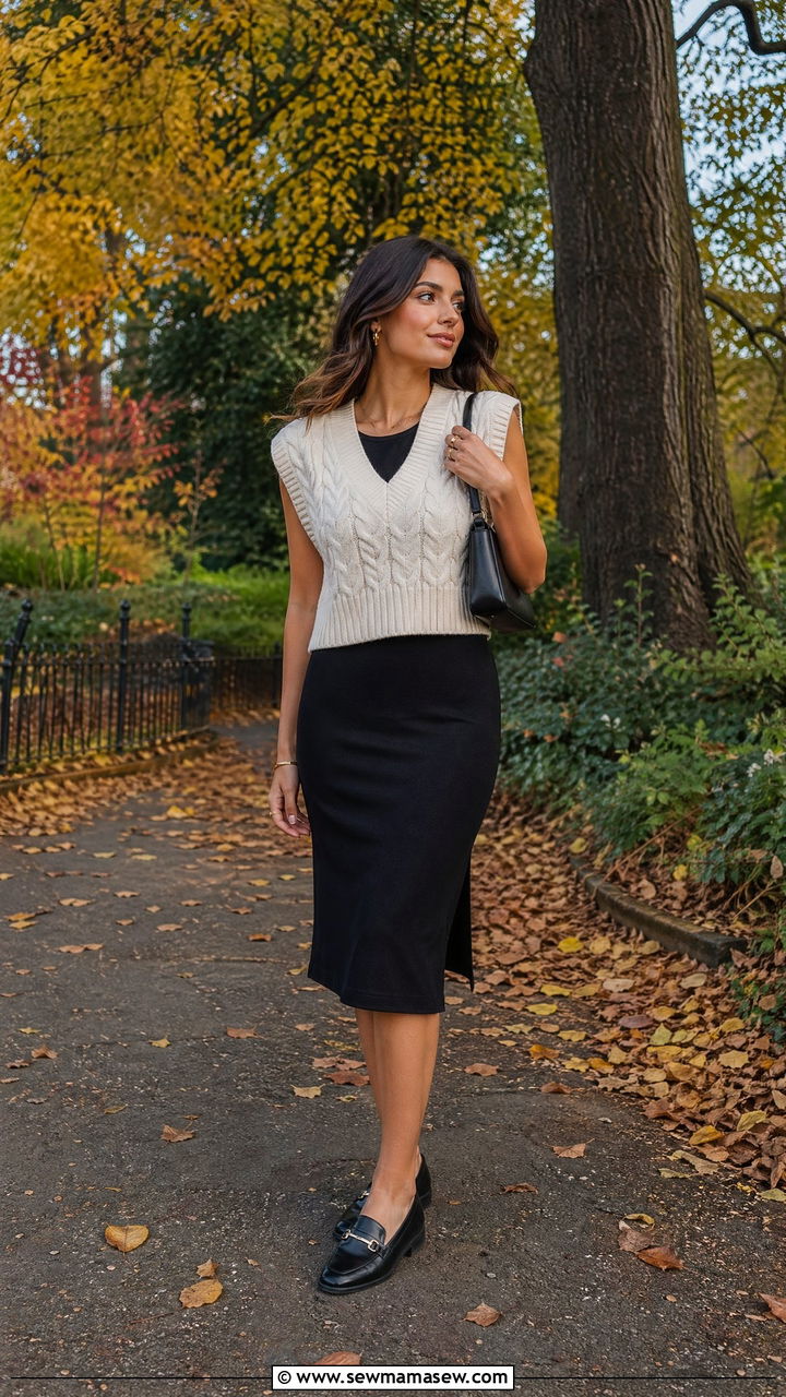 Tank Dress With Sweater Vest Layered Over - 35 tank dress outfits