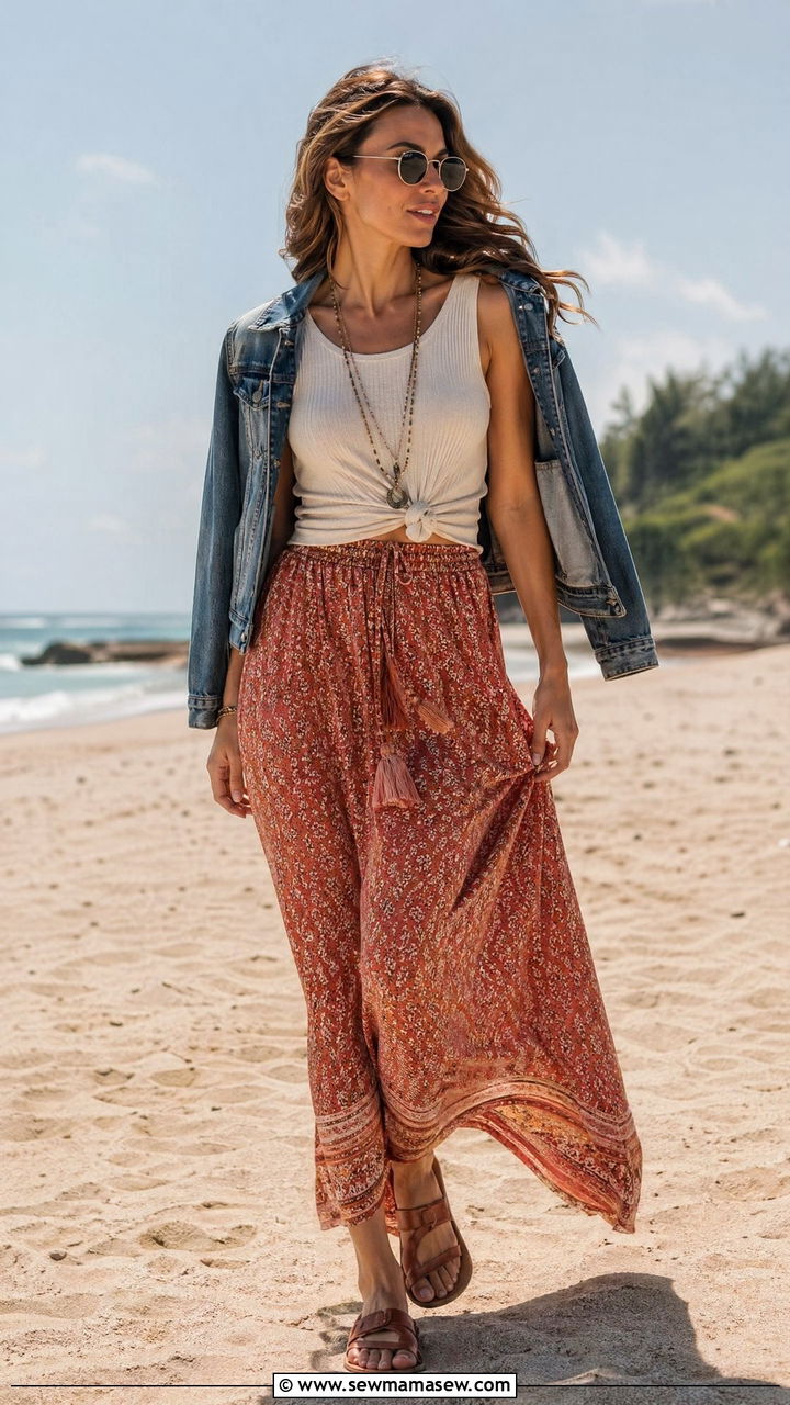 Tank Top With a Maxi Skirt - 35 Spring outfits for busy moms