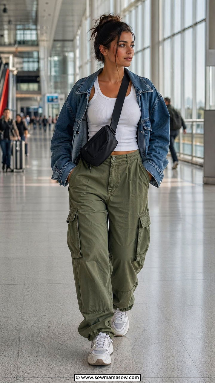 Tank top and cargo pants airport outfit - 35 chic airport outfits for women