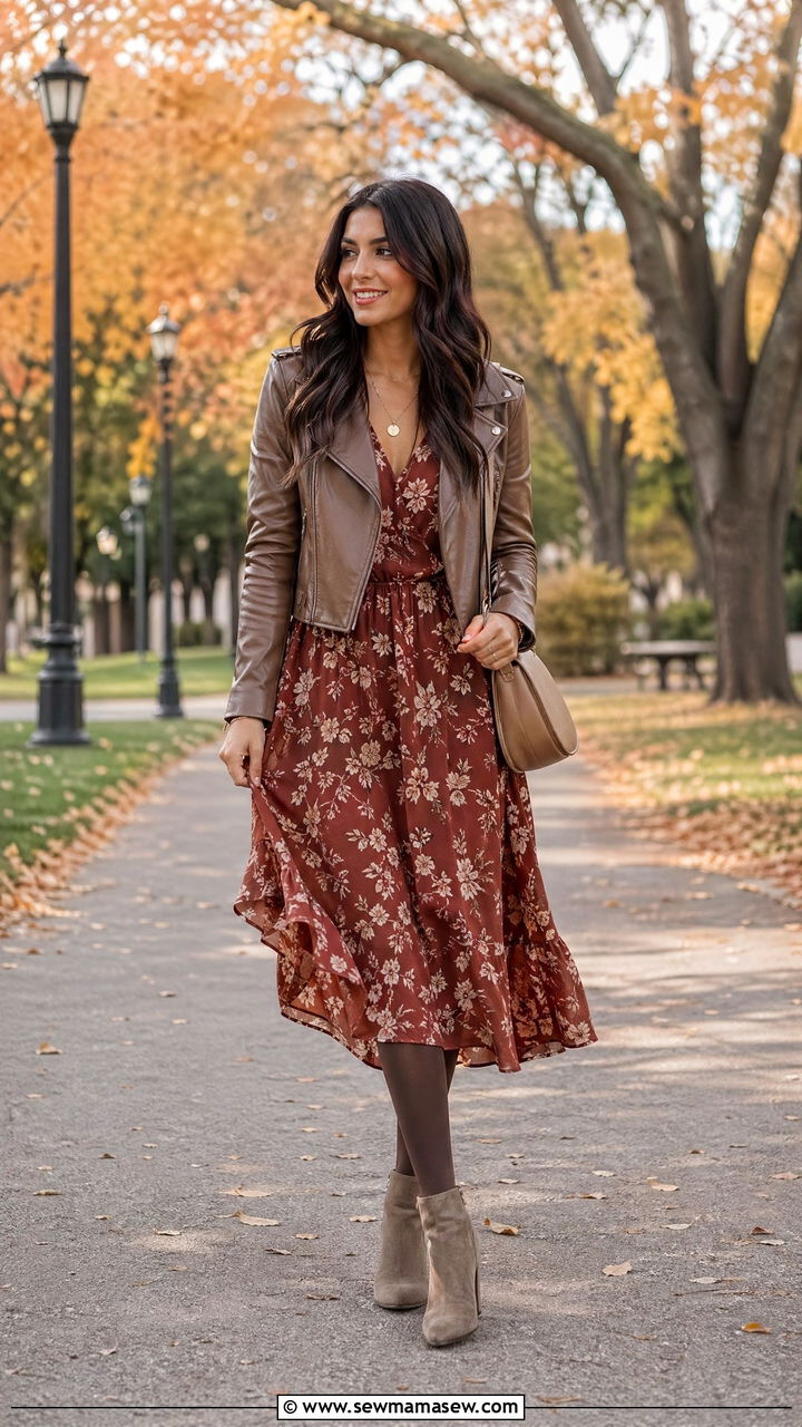 Taupe Ankle Boots with Dress Outfit - 35 Taupe outfit ideas