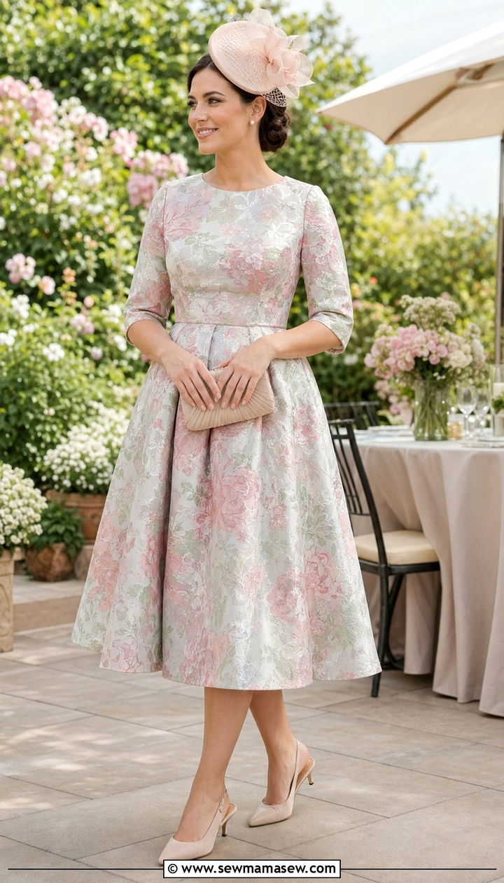 Tea Length A Line Dress for Rectangle Body Wedding Guest - 30 wedding guest outfits for rectangle body shape